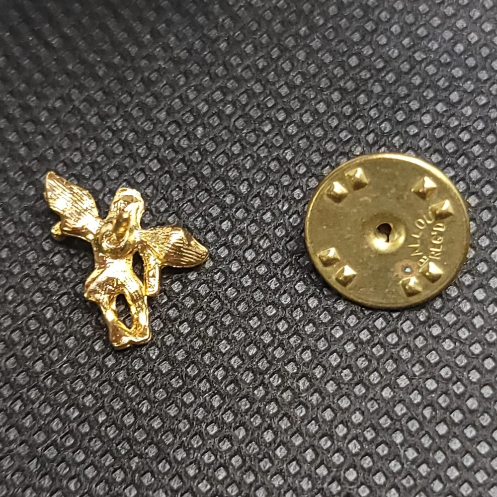 Vintage Angel on My Shoulder Pin August Birth Stone Peridot Guardian Angel